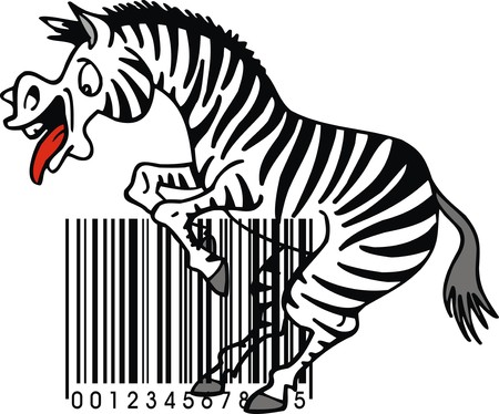 zebra and barcode isolated on the white backgroundのイラスト素材