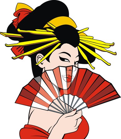 geisha dream girl isolated on the white backgroundのイラスト素材