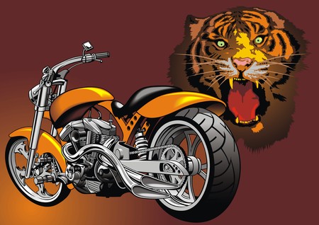 my original motorbike design with animal backgroundのイラスト素材