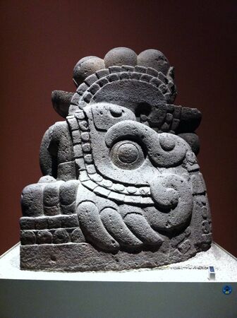 Archaeological stone sculpture from natural history museum in Mexico City の素材