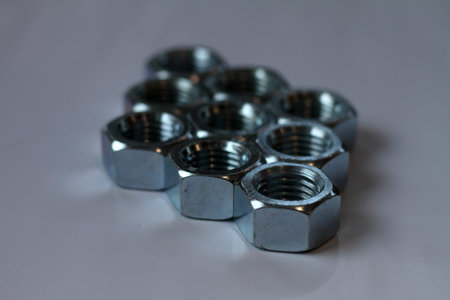 Several steel nuts