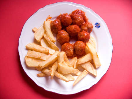 Meatballs with potatoesの写真素材