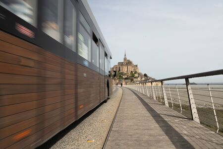 On the road to Le Mont-Saint-Michel.の写真素材