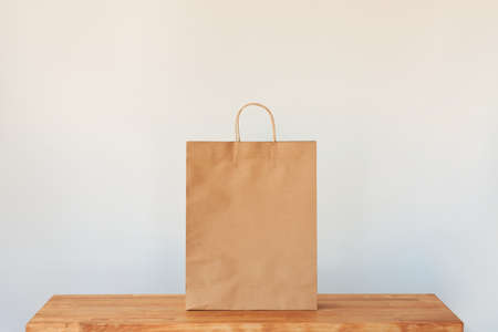 A paper bag on isolated white backgroundの写真素材