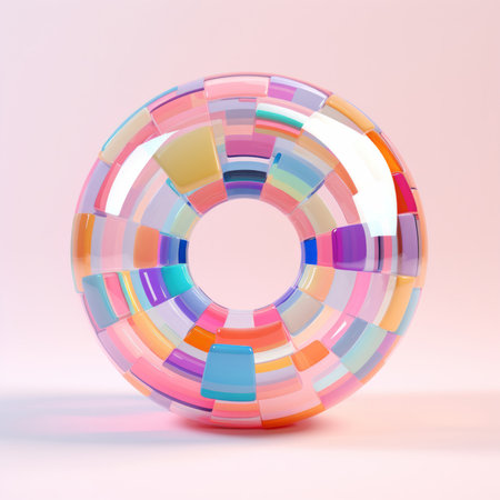 Colorful 3d ring. Abstract background. 3D rendering.の素材