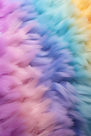 abstract background with multicolored feathers of different colors closeupの素材