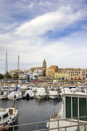 Port and touristic village of Palam, Costa Brava  Catalonia, Spain   Many fishing boats moored のeditorial素材