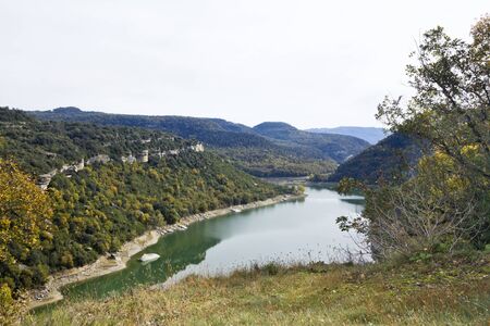 Sau reservoir and Ter river, Catalonia (Spain)の写真素材