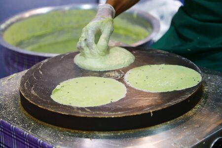 cooking fried bread flourの写真素材