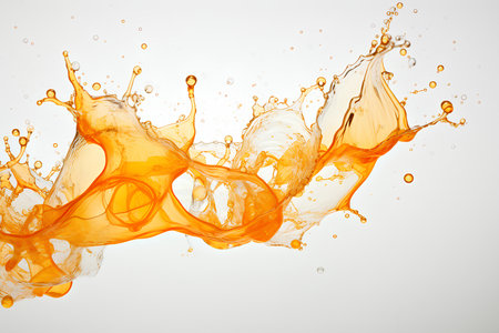 Fresh orange juice splash isolated on white background. 3d illustration. Generative AI illustrationの素材