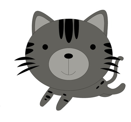 cute gray cat cartoon vectorのイラスト素材