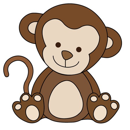 Cartoon Illustration of Cute Monkey Animalのイラスト素材