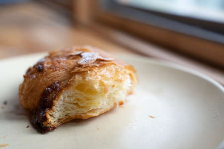 Bitten croissantの写真素材
