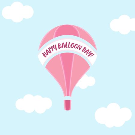 Happy Montgolfier day. Pink balloon in the blue sky.のイラスト素材