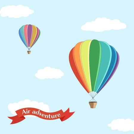 Happy Montgolfier day. Pink balloon in the blue sky.のイラスト素材