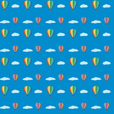 Happy Montgolfier day. Balloon seamless pattern. Balloons in the blue sky.の写真素材