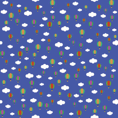 Pattern balloons in the sky on blue backgroundのイラスト素材