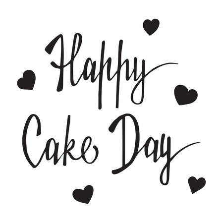 Happy Cake Day Lettering with sweet Heartsのイラスト素材