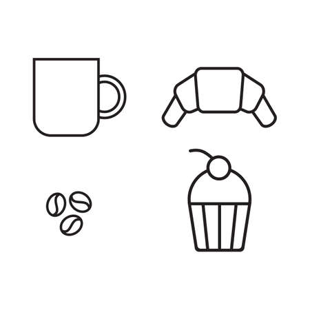 Morning icons for a tea party or cafeのイラスト素材