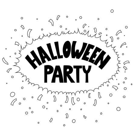 Flaer a Halloween party invitation isolated on a white background. A greeting card with an inscription around which confetti.のイラスト素材