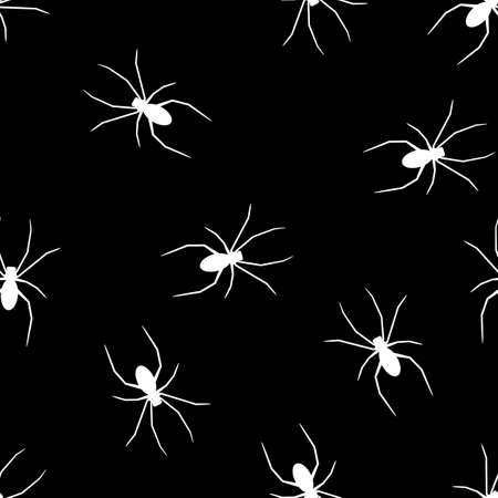 Vector seamless pattern with the image of spiders. White spider icons. Design elements for Halloween party poster.のイラスト素材