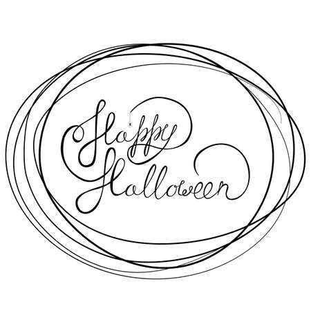 A banner with a wish of happiness for Halloween or greeting cards with handwritten calligraphy.のイラスト素材