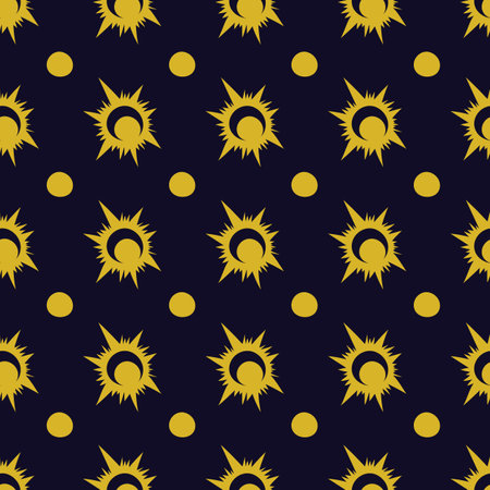 Seamless pattern of the sun on a dark purple backgroundのイラスト素材