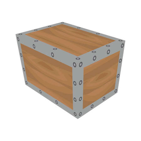 Wooden box with metal frame insulated on white backgroundのイラスト素材