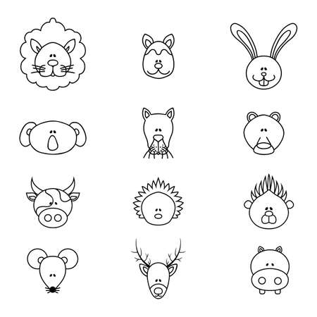 Icons depicting wild animals isolated on a white background.のイラスト素材