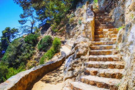 Cami de Ronda track, Round roads through Lloret de Mar, Costa brava, Catalonia Spain.の写真素材
