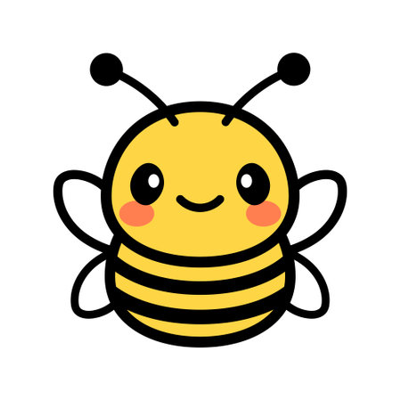 Cute bee character. Kawaii vector illustration. Isolated on white background.のイラスト素材