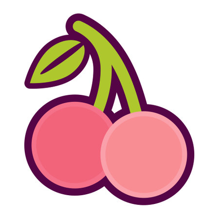 Cherries flat icon for apps and websites. Vector illustration.のイラスト素材