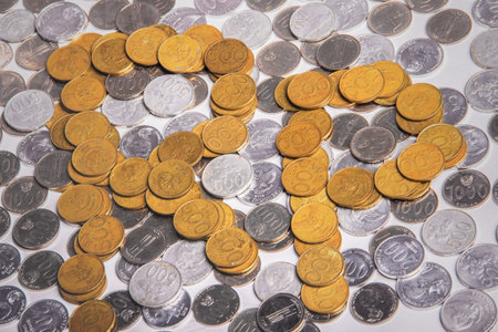 Rp means Rupiah, the currency of Indonesia, shaped from coins money composition