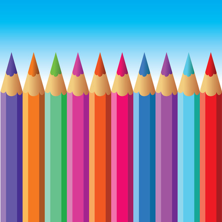 Color pencils on blue backgroundのイラスト素材