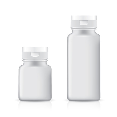 Blank Plastic Packaging Bottle with Cap for Pills Isolated on White Backgroundのイラスト素材