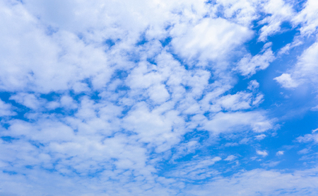 Blue sky with many cloudsの写真素材
