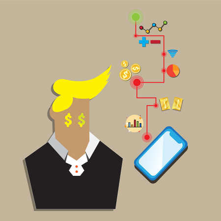 Trading technology for stocks related to gold and currencyのイラスト素材