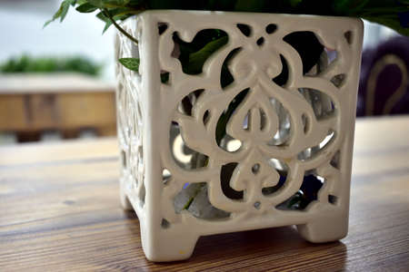 The white curve decoration for plantsの写真素材