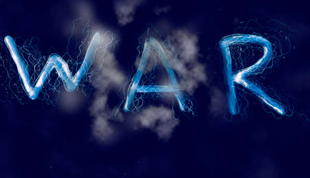 electrical letters on dark blue backgroundの写真素材