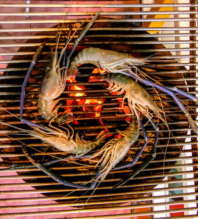 shrimp grilling for partyの写真素材