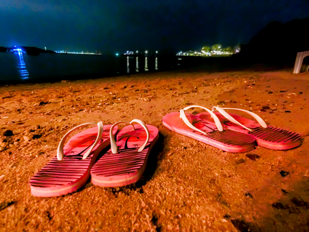 shoes on the beachの写真素材