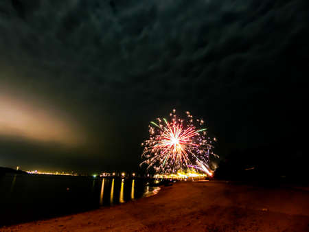 firework on the beachの写真素材