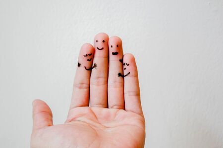 happy finger familyの写真素材