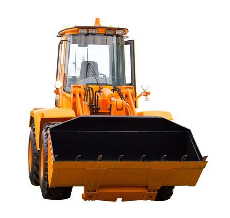 new yellow digger, isolated on whiteの写真素材