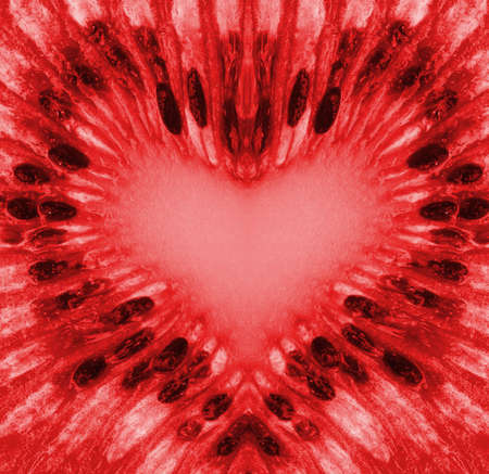 red heart from kiwi textureの写真素材