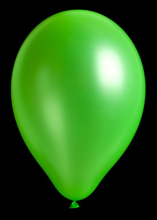 close-up green balloon, isolated on blackの写真素材