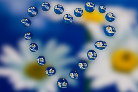 water drops with reflectionの写真素材