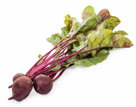 close-up bunch of fresh beet, isolated on white