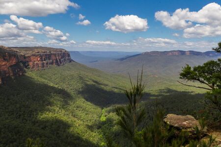 Landscape of the Blue Mountains, Australia on a sunny dayの写真素材