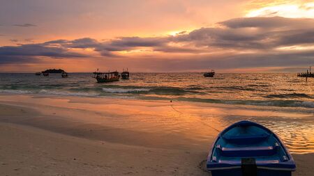 The sunrise on Koh Rong Samloem, Cambodiaの写真素材